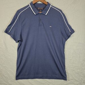 Michael Kors Mens Large Polo Blue Short Sleeve Embroidered Logo Shirt